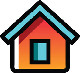 Home Symbol Icon: A vibrant and modern house icon, symbolizing comfort, security, and the concept of home, perfect for representing residential themes.