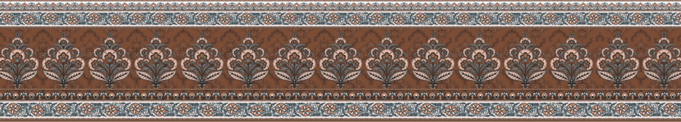 Seamless Paisley Indian Silky and Abstract boder