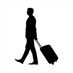 Businessman Walking with Rolling Luggage