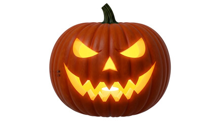 Jackolantern with glowing eyes isolated on transparent background
