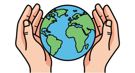 Hands Holding Earth Globe Environmental Care and Protection Concept.