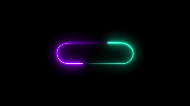 Bright neon rectangle frame with rounded corners icon animation.   