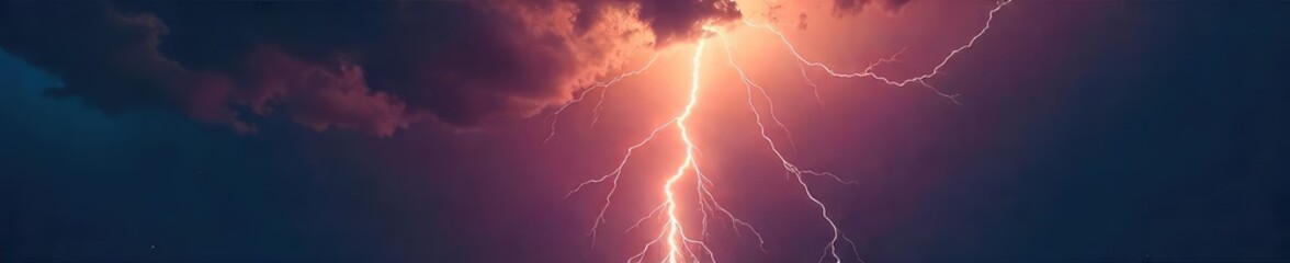 Fototapeta premium A dramatic image of a lightning strike illuminating a dark, stormy sky, symbolizing sudden spiritual awakening and transformative power , higher power, intense