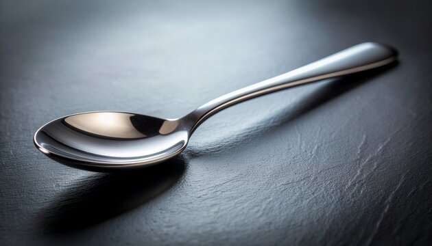 Polished Silver Tablespoon on Dark Surface