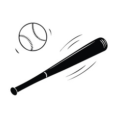 Baseball bat and ball in motion illustration sport