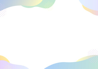 大人かわいいグラデーションのフレームイラスト（青・水色・紫・黄色・緑）