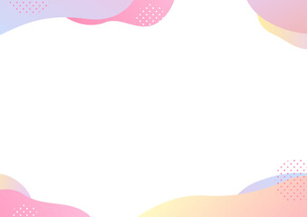 かわいいグラデーションの背景フレーム　ピンク・黄色・紫・水色・オレンジ