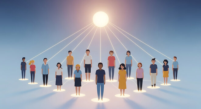 Collaborative gathering of diverse people digital environment graphic design global perspective community engagement