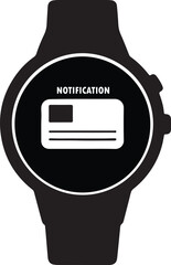 Smartwatch notification black icon, flat vector silhouette