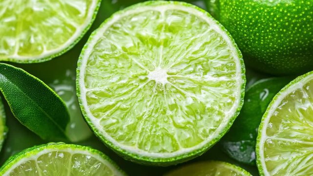 selective focus fresh lime fruit