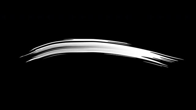 Hand painting ink. Abstract white ink hand painted brush strokes  alpha channel on black background. 4K video