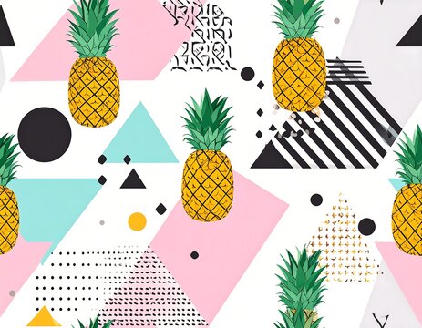 Geometric pineapple pattern with abstract shapes - Powered by Adobe