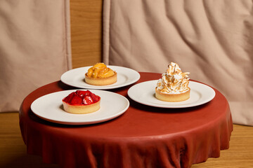 A Delicious Assortment of Colorful Dessert Tarts Beautifully Displayed on a Table