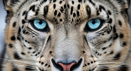 Close-Up Portrait of Snow Leopard Face