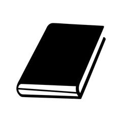 Simple black and white vector graphic of a closed book illustration