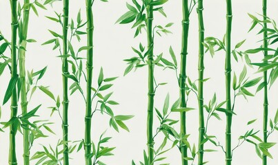 Obraz premium A bamboo plant with green leaves. The leaves are in a row