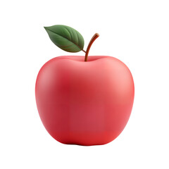 Obraz premium Red Apple with leaf 3d style isolated on transparent background