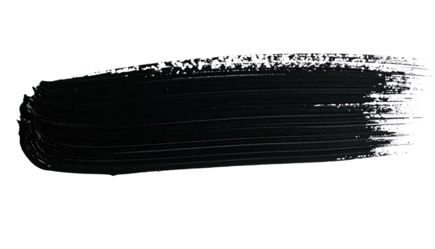 Black paint stroke on white background artistic brush mark 1.