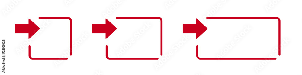 Wall mural red arrow and frame design progression in minimalist style.