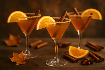 Cocktail automnal garni de cannelle et orange