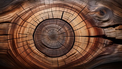 Weathered Tree Stump With Rich Concentric Rings And Deep Cracks Highlighting Natural Age Texture And Organic Beauty