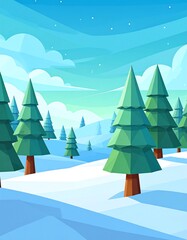 Winter landscape with snow-covered trees