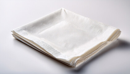 Single Pristine Paper Napkin Against A White Backdrop
