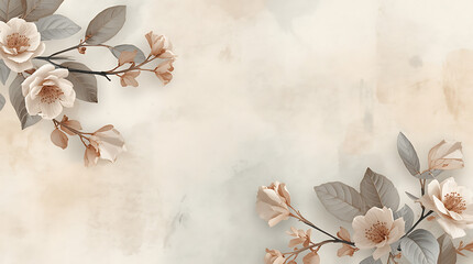 Vintage Floral Frame with Dusty Rose Flowers and Textured Background