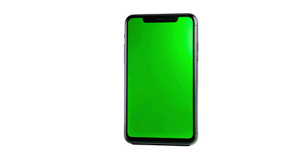 Smartphone with Green Screen for Chroma Keying and Mockups.
