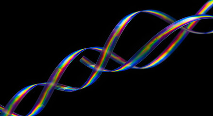 Abstract DNA helix with vibrant colors on a dark background.
