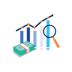 Financial Analysis and Growth Chart with Magnifying Glass
