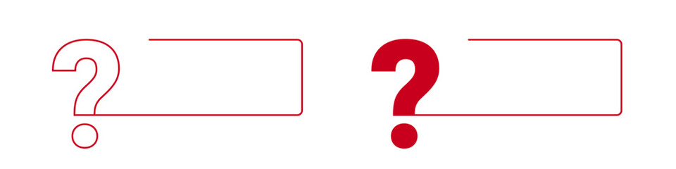 Red question mark with adjacent rectangular outline variations.
