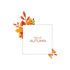 Hello Autumn Greeting with Colorful Leaves