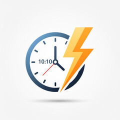 Clock with a lightning bolt, symbolizing speed, efficiency, and quick action.
