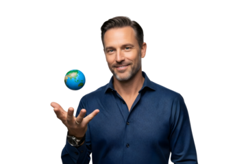 Global Business Leadership Executive Holding World Earth Globe Planet Strategy Vision Success Earth Day Geography Travel Knowledge Concept