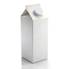 Simple White Milk Carton for Dairy Packaging Isolated on Transparent Background