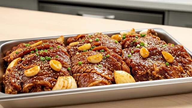 Korean Style Pork Ribs With Marinade And Garlic