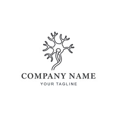 Minimalist Neuron Art Logo with Company Name and Tagline for Neurology, Science, or Technology Branding on White Background, Flat Vector Elements, Vector Illustration, Simple Vector, Stylized Vector