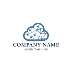 Modern Cloud Network Logo Design with Interconnected Nodes for Technology and Data Solutions on White Background, Flat Vector Elements, Vector Illustration, Simple Vector, Stylized Vector Drawing,