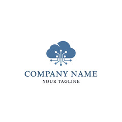 Obraz premium Cloud Computing Technology Logo with Abstract Circuitry Icon and Placeholder Text for Branding Identity on White Background, Flat Vector Elements, Vector Illustration, Simple Vector, Stylized Vector