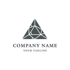 Modern Minimalist Geometric Triangle Logo Design with Company Name and Tagline on White Background, Professional Corporate Branding and Visual Identity Graphic, Flat Vector Elements, Vector