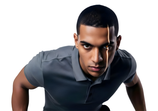 Confident Determined Man Intense Gaze Contrasting Eyes Looking Ahead Dark Portrait Assertive Charismatic Leader Powerful Expression Focus Dedication Ambition - Powered by Adobe