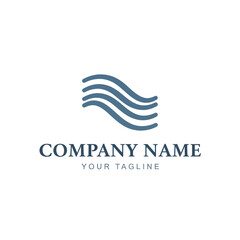 Modern Abstract Wavy Lines Company Logo Design with Serif Font Text and Tagline on Clean White Background, Representing Fluidity and Professionalism in Branding Identity, Flat Vector Elements, Vector