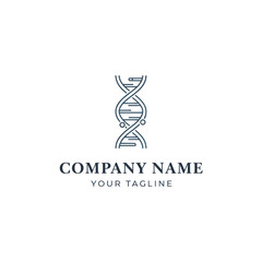Obraz premium Minimalist Dark Blue DNA Double Helix Logo Design with Placeholder Company Name and Tagline on a Clean White Background, Flat Vector Elements, Vector Illustration, Simple Vector, Stylized Vector