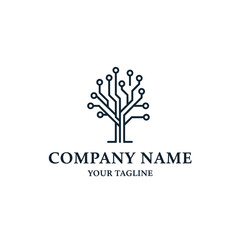 Modern Technology Tree Circuit Logo for Digital Innovation and Growth Branding with Placeholder Text on White Background, Flat Vector Elements, Vector Illustration, Simple Vector, Stylized Vector