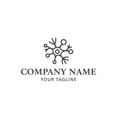 Minimalist Company Logo Design with Abstract or Neuron-like Icon and Placeholder Text 'COMPANY NAME' and 'YOUR TAGLINE' on a Clean White Background, Flat Vector Elements, Vector Illustration, Simple
