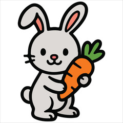 Obraz premium Easter Bunny Holding Painted Egg Illustration