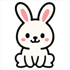 Obraz premium White Bunny Sitting Easter Day Cartoon Design
