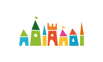 Colorful Castle Silhouette Vector Illustration Logo Design