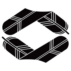 家紋です。二つ折れ鷹の羽といいます。